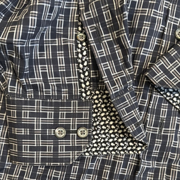 Bugatchi Black and Gray Casual Button Down Shirt - Picture 3 of 8